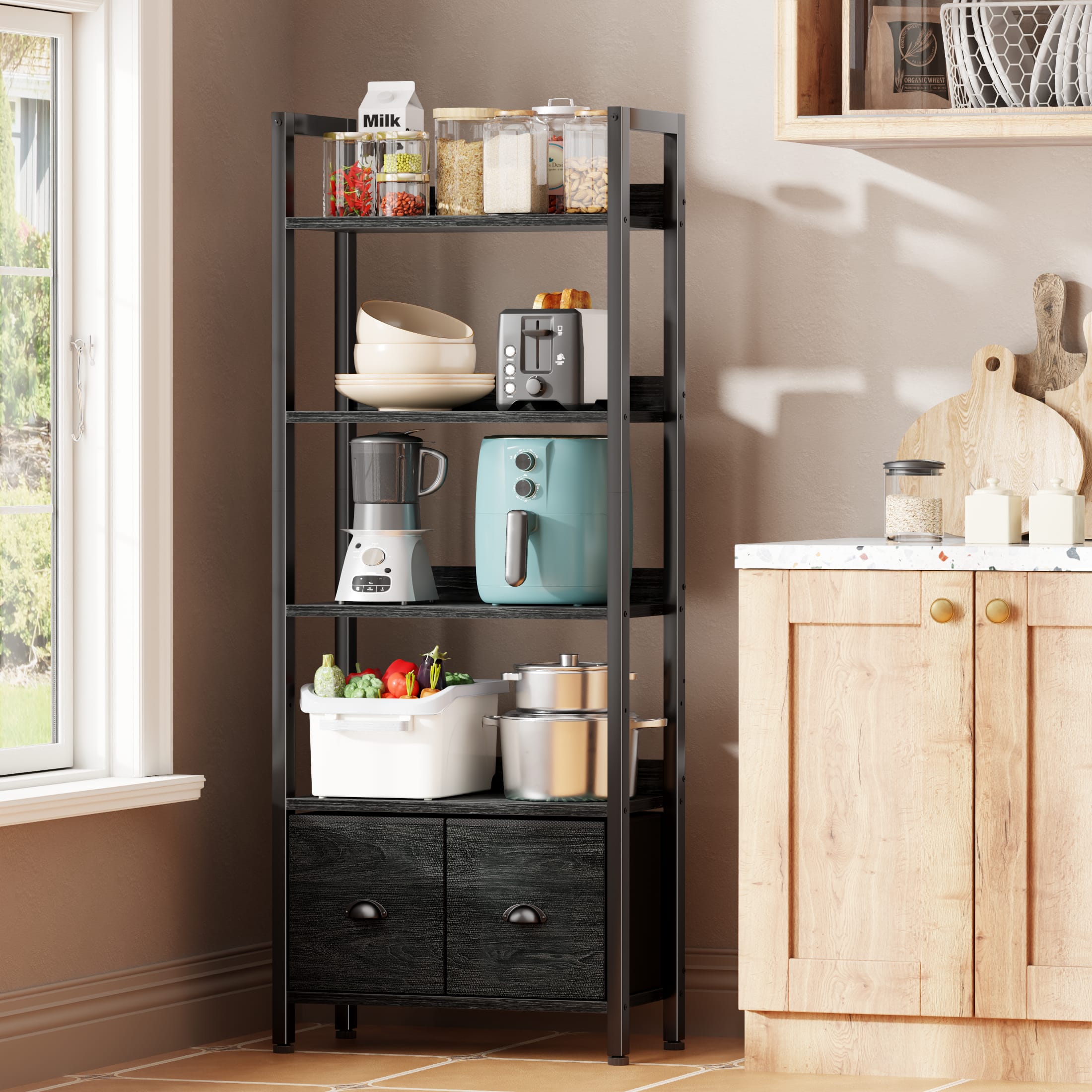 Furnulem - 5Layers for Book Storage Bookshelf - Black