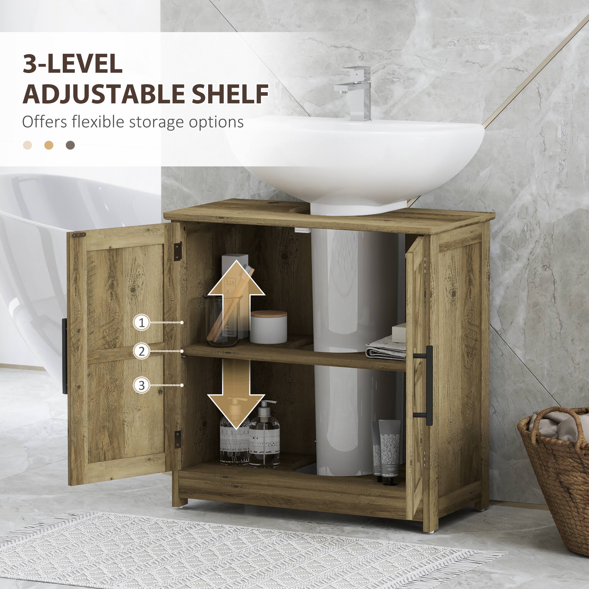 3-LEVEL ADJUSTABLE SHELF Offers flexible storage options 1 2 3