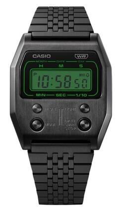 Casio - Vintage Digital Ion Plated Stainless Steel Quartz A1100B-1 Unisex Watch - Black