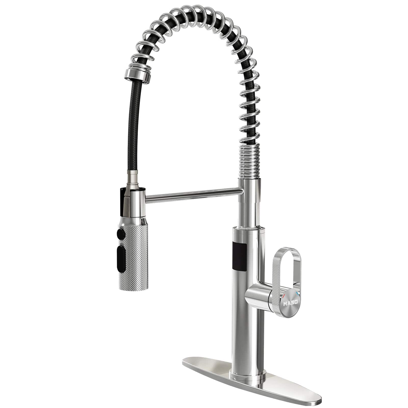 Pull-Out Kitchen Faucet with 360° Swivel Modern Black Rubber Neck Single Handle Single Hole Sink Faucet 2 Spray Modes price history on PriceWatchPro