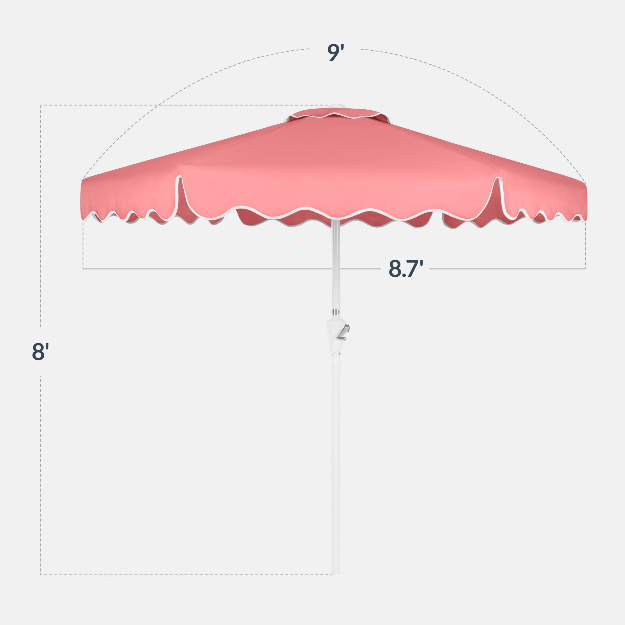 Alt View 1. Best Choice Products - Best Choice Products 9ft Patio Market Umbrella with Wavy Trim, Fade Resistant, Crank & Tilt, Wind Vent - Flamingo Pink - Flamingo Pink.