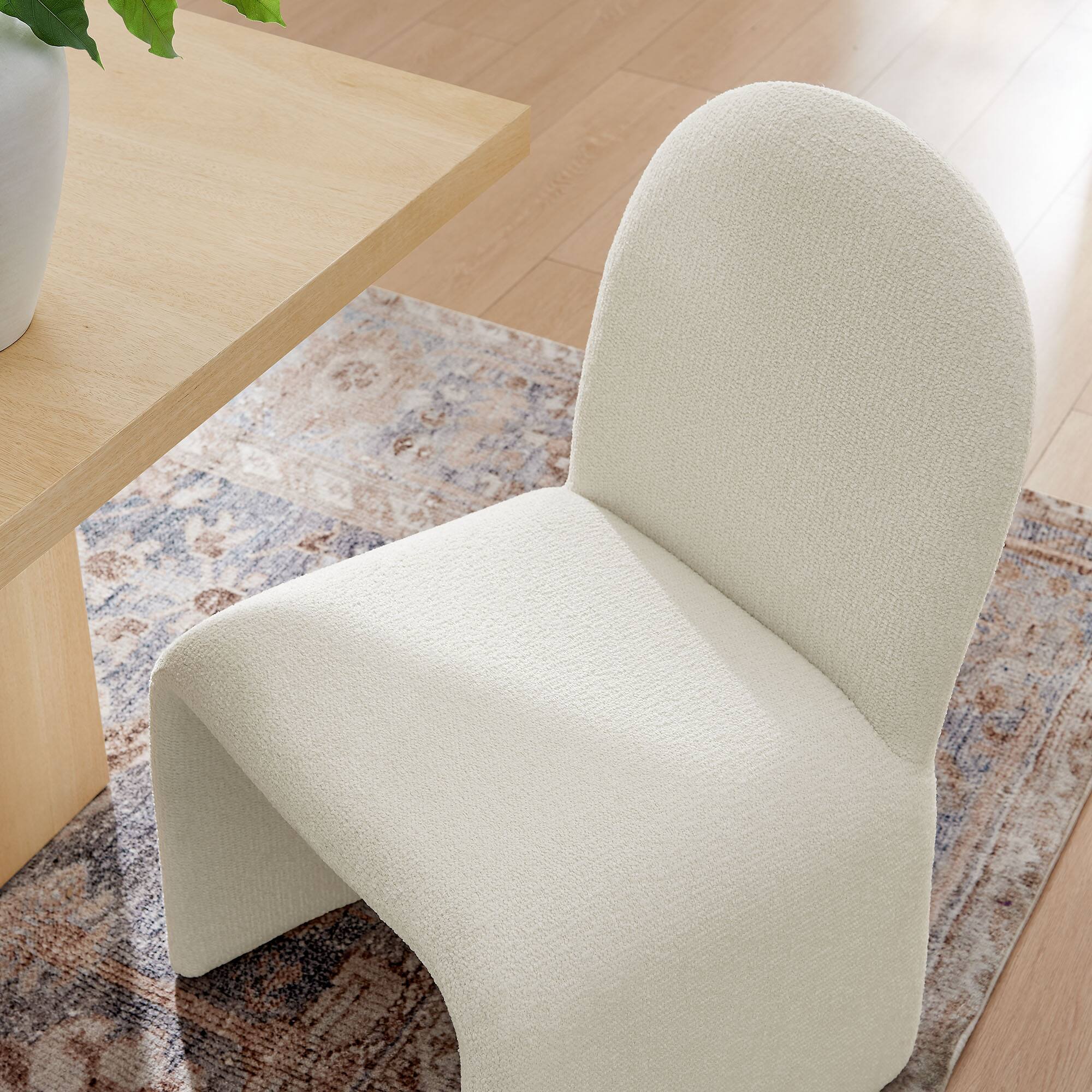 Alt View 6. Modway - Junia Boucle Upholstered Arch Armless Dining Chair by Modway - White.