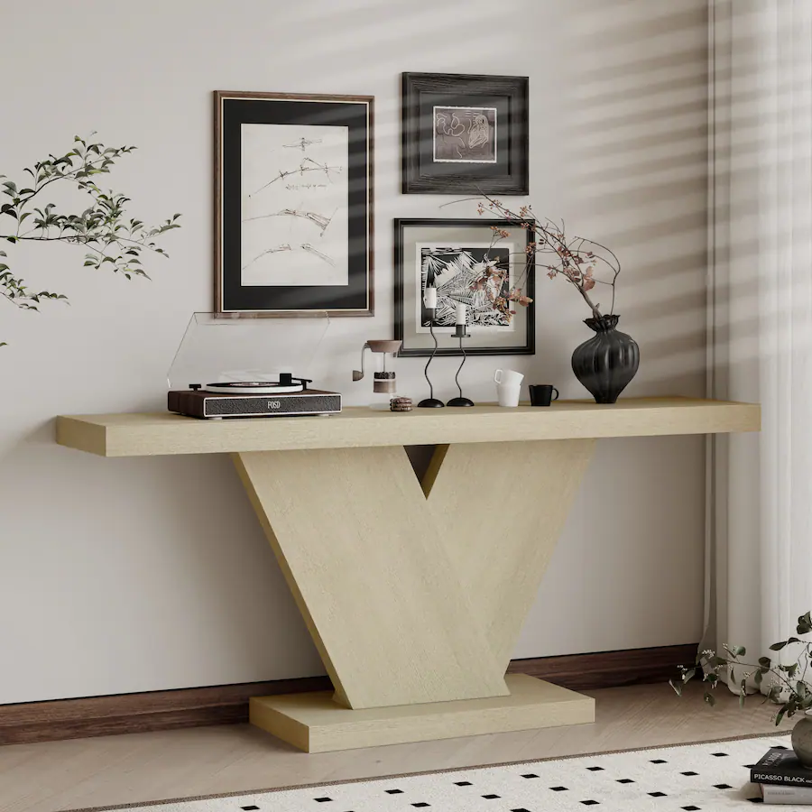66 Inch Console Table Loheer Console Table, X Leg Hallway Table for Entryway, Mid Century ...
