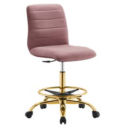 Ripple Armless Performance Velvet Drafting Chair by Modway - Red