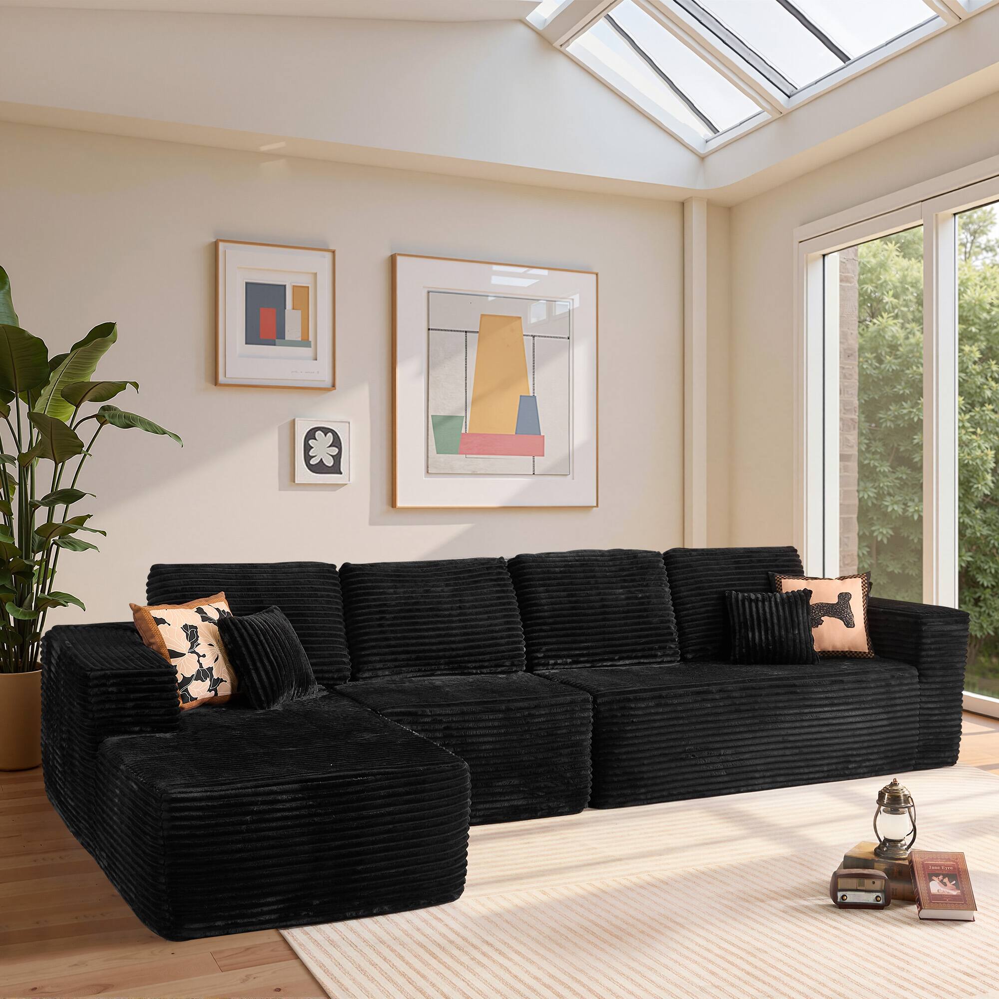 "Ovios - 143"" Modular Sectional Sofa, U-Shaped Couch with Chaise Lounge for Living Room - Black(C3)" price history on PriceWatchPro