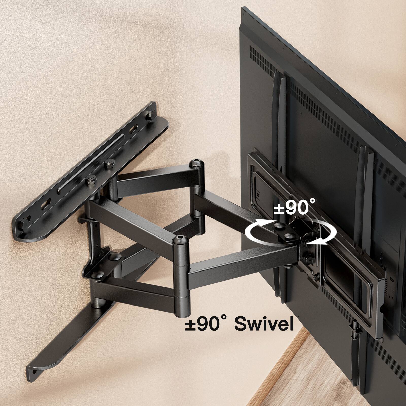 Alt View 2. Perlesmith - Heavy-Duty Dual Articulating TV Wall Mount, Tilt Swivel Level Design for 32–65" TVs, Holds 99 lbs, VESA 400x400mm - Black.