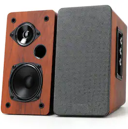 TECH SAFARI - Wooden Bookshelf Speakers Passive 2 0 Computer Pc Bluetooth rca aux 3 usb Inputs Tv For Tv pc laptop turnt - Default