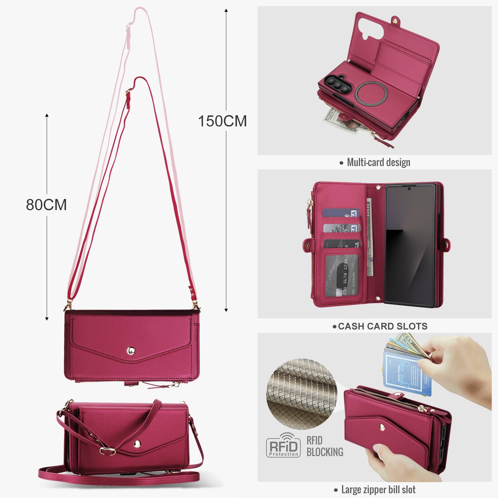 150CM  
80CM  
BEST 567A  
2  
Multi-card design  
CASH CARD SLOTS  
RFID Protection BLOCKING  
Large zipper bill slot