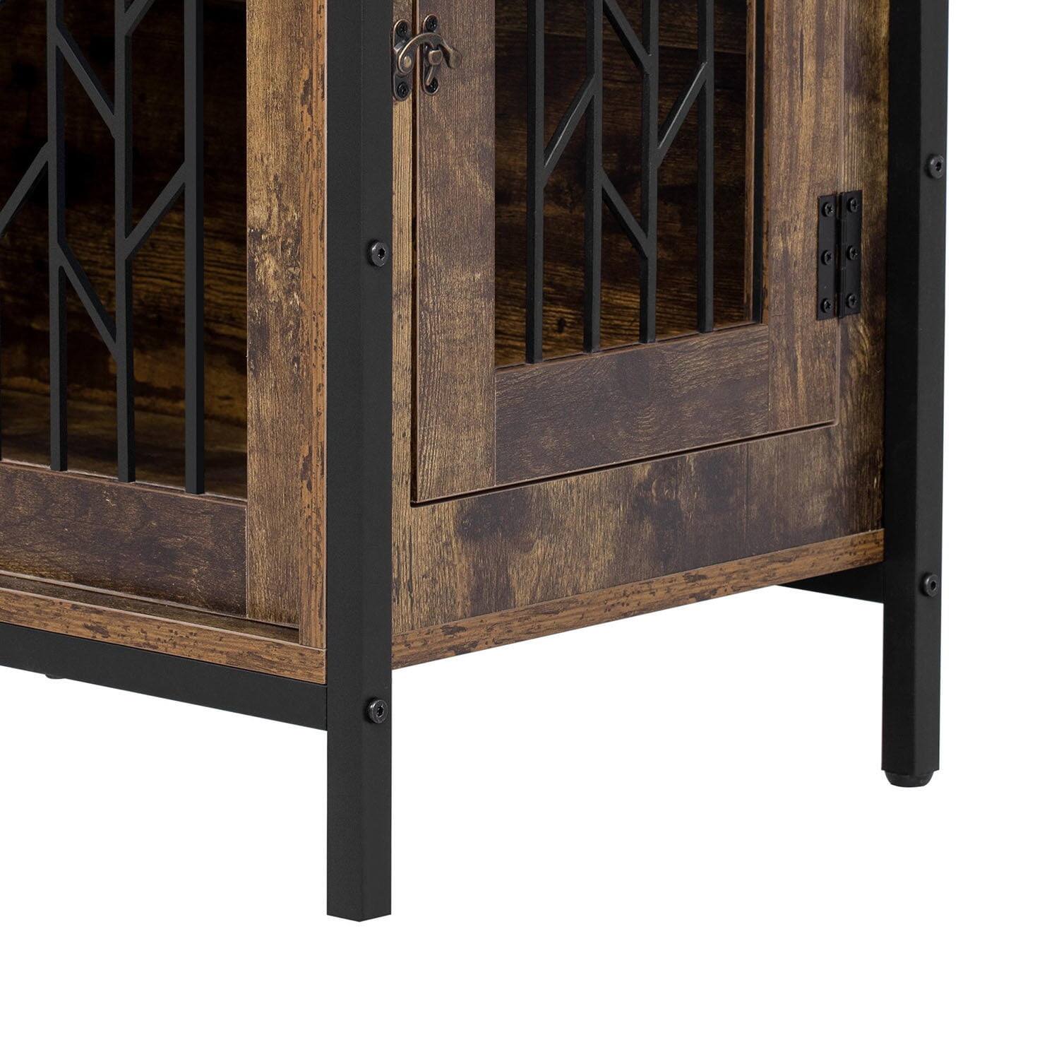 Alt View 2. Pefilos - 31" Multi-Functional Dog Crate with Storage for Kitchen, Rustic Dog Kennel with Cup Board and Drawers.