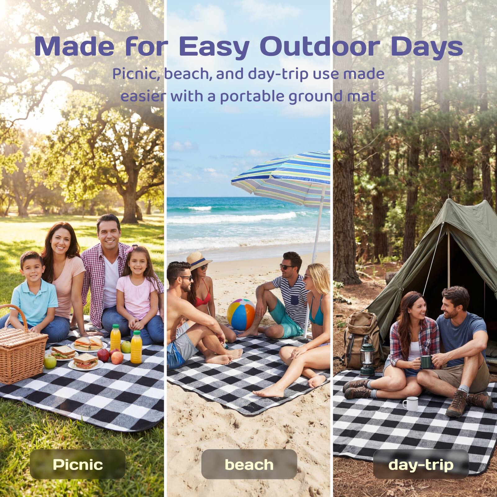 Made For Easy Outdoor Days

Picnic, beach, and day-trip use made easier with a portable ground mat