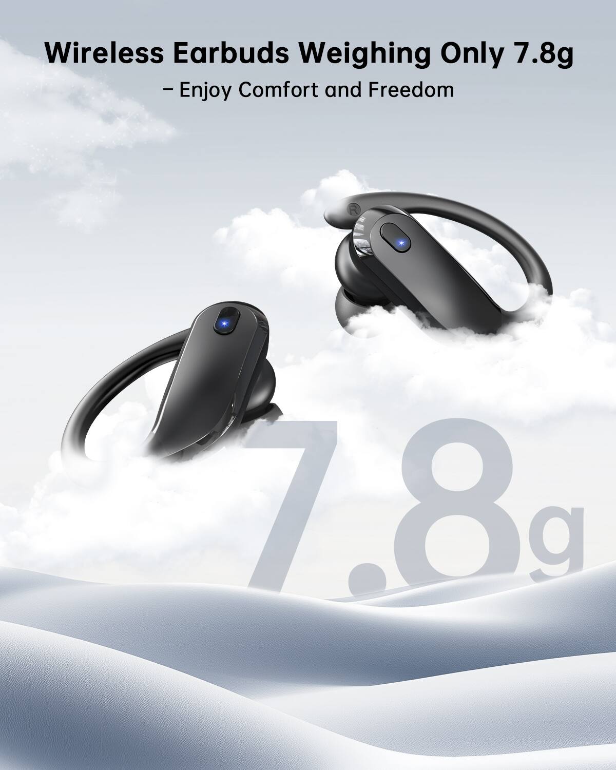 Wireless Earbuds Weighing Only 7.8g  
- Enjoy Comfort and Freedom