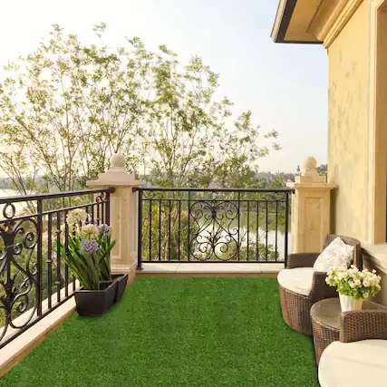 Front. Costway - Costway 6 x 10 FT Artificial Grass Turf with Drainage Holes Nonslip Bottom 60 OZ Heavy - Green.