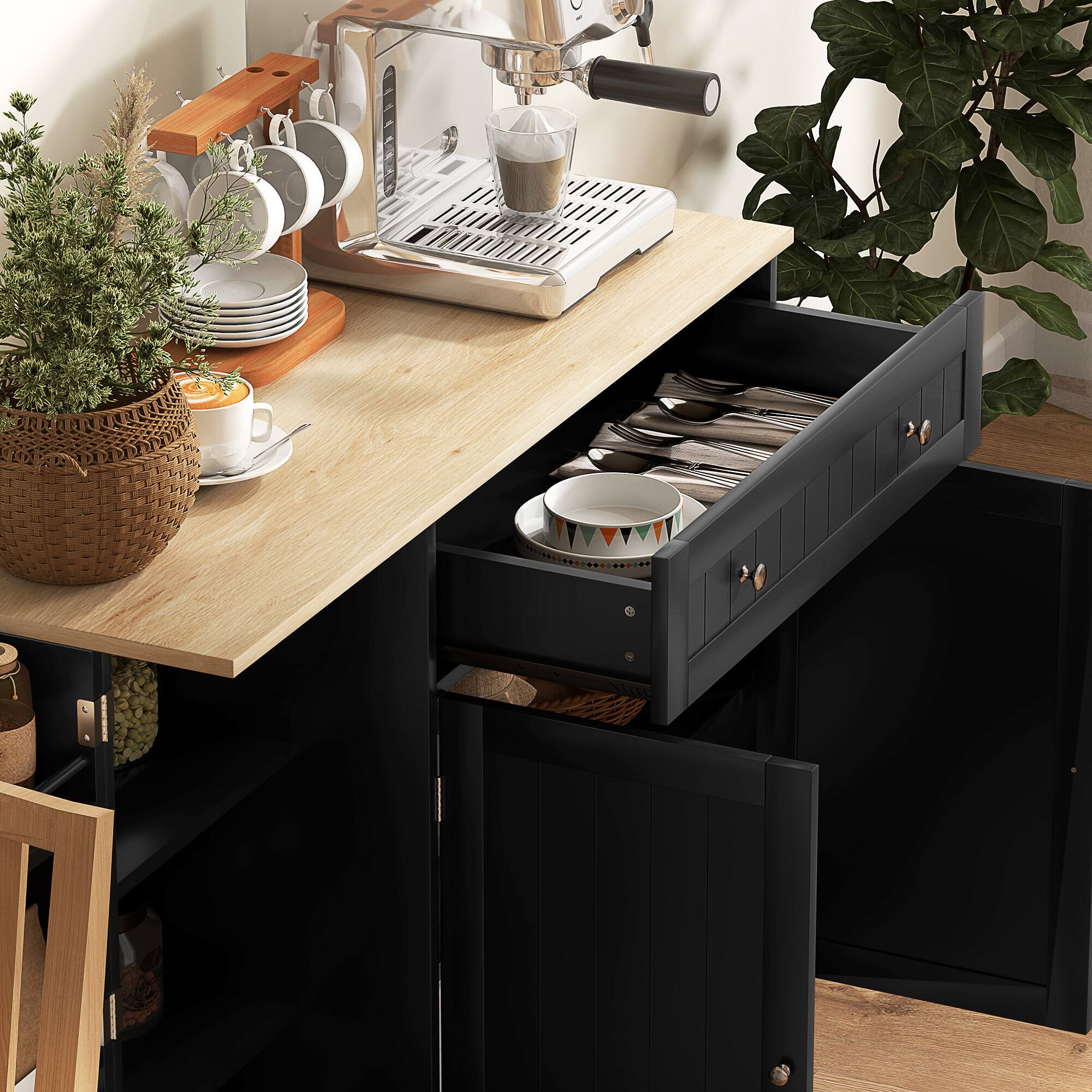 Alt View 8. Homcom - Sideboard Cabinet, 41" Kitchen Buffet Cabinet with Drawer, Adjustable Shelf - Black.