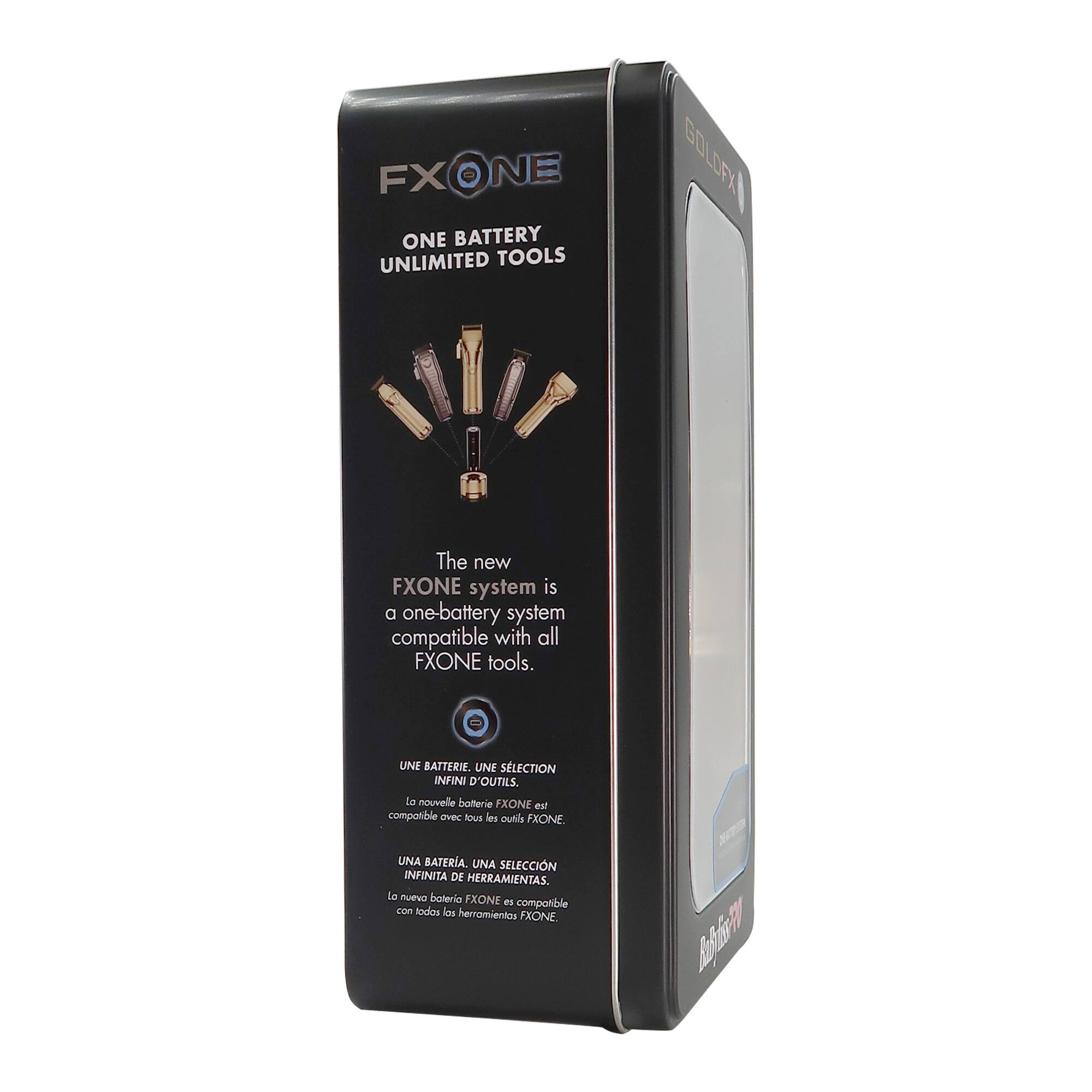 FXONE  
ONE BATTERY UNLIMITED TOOLS  

The new FXONE system is a one-battery system compatible with all FXONE tools.  

UNE BATTERIE UNE SÉLECTION INFINI D'OUTILS.  
La nouvelle batterie FXONE est compatible avec tous les outils FXONE.  

UNA BATERÍA. UNA SELECCIÓN INFINITA DE HERRAMIENTAS.  
La nueva batería FXONE es compatible con todas las herramientas FXONE.
