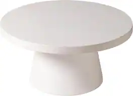 LeisureMod - Dune Large Round Stone Side Table, Durable Fiberstone Indoor/Outdoor Pedestal Accent Table - White