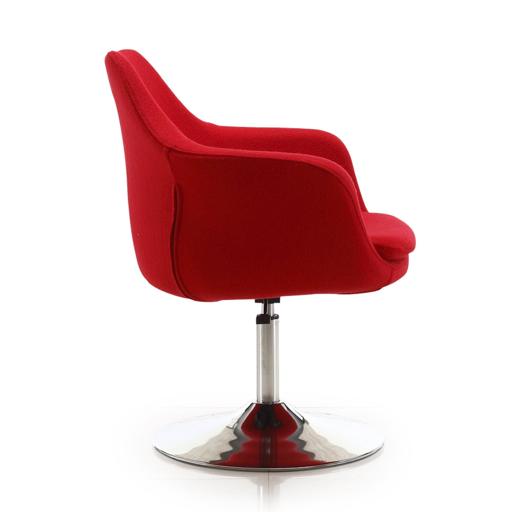 Alt View 2. Manhattan Comfort - Kinsey Modern Wool Blend Swivel Lounge Chair - Set of 2 - Red.