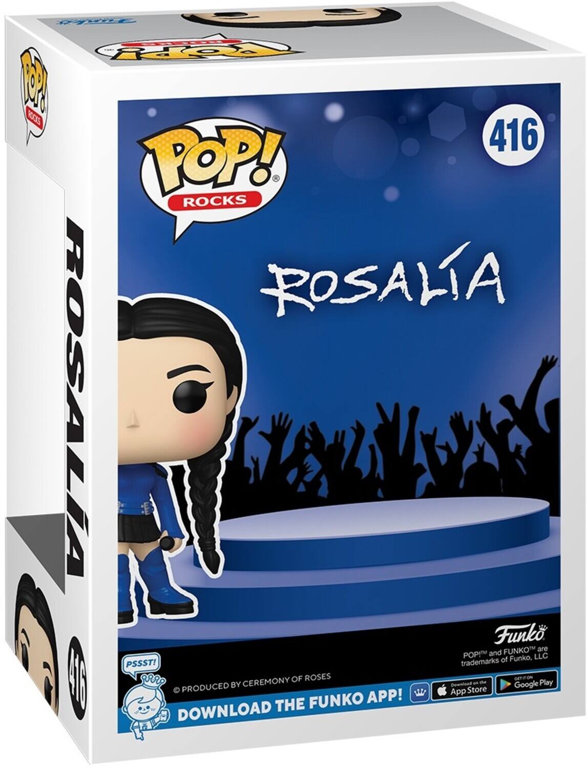 POP! ROCKS, ROSALIA, Funko, LLC, PSSST!, CEREMONY OF ROSES, GET ON, Google Play, App Store, DOWNLOAD THE FUNKO APP!