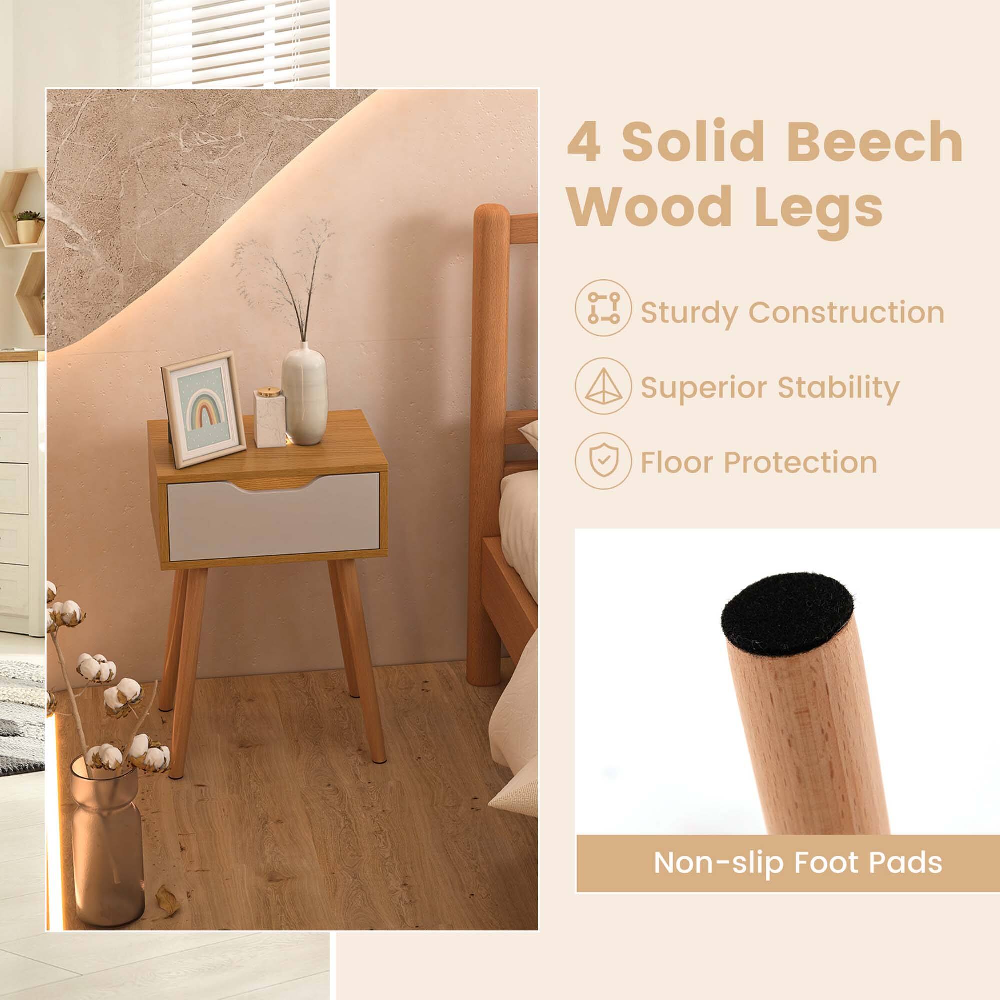 4 Solid Beech Wood Legs: Sturdy Construction, Superior Stability, Floor Protection, Non-slip Foot Pads