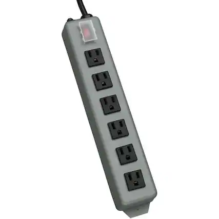 Front. Tripp Lite - Eaton Tripp Lite Series Industrial Power Strip, 6-Outlet, 15 ft. (4.6 m) Cord, Locking Switch Cover - NEMA 5-15P - 6 - Unknown.