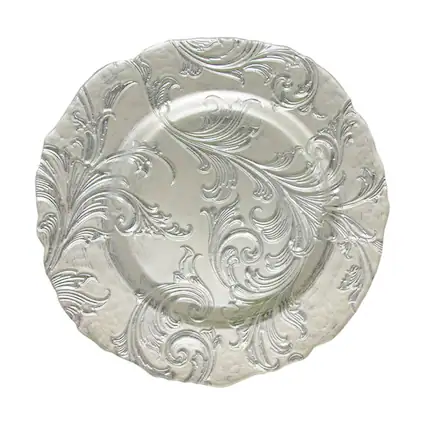 Front. American Atelier - Vanessa Charger Plate- Silver 13" D - Silver.