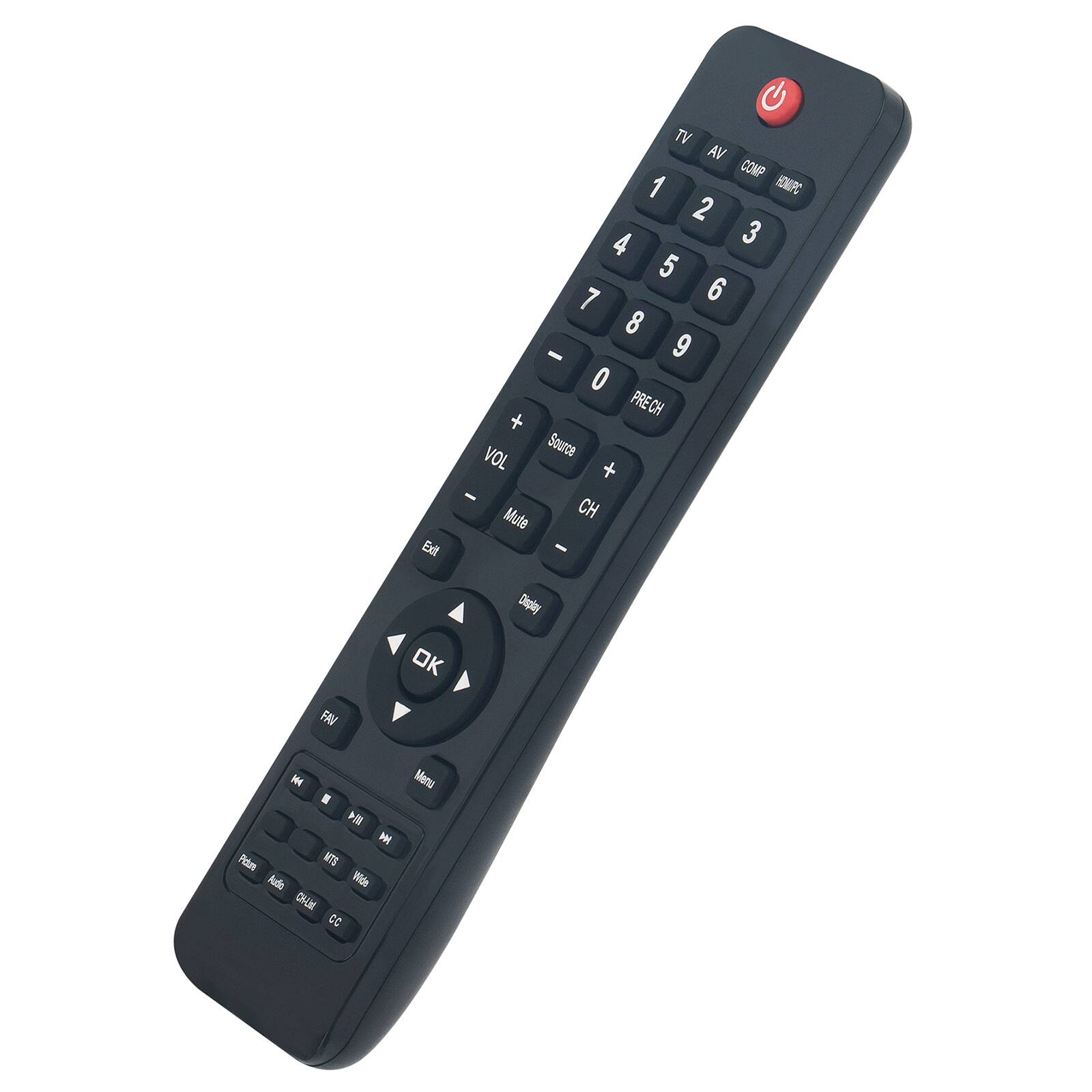Exit G TV AV COMP 1 HOMC 2 3 4 5 6 7 8 9 0 PRECH + VOL Source + Mute CH - Dogplay OK FAV I   M Pdu NTE Aude WOn LM CC Meru