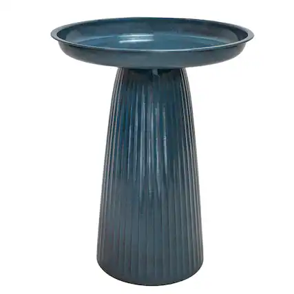 Front. Sunnydaze - Gleeful Garden Metal Outdoor Bird Bath - Blue.