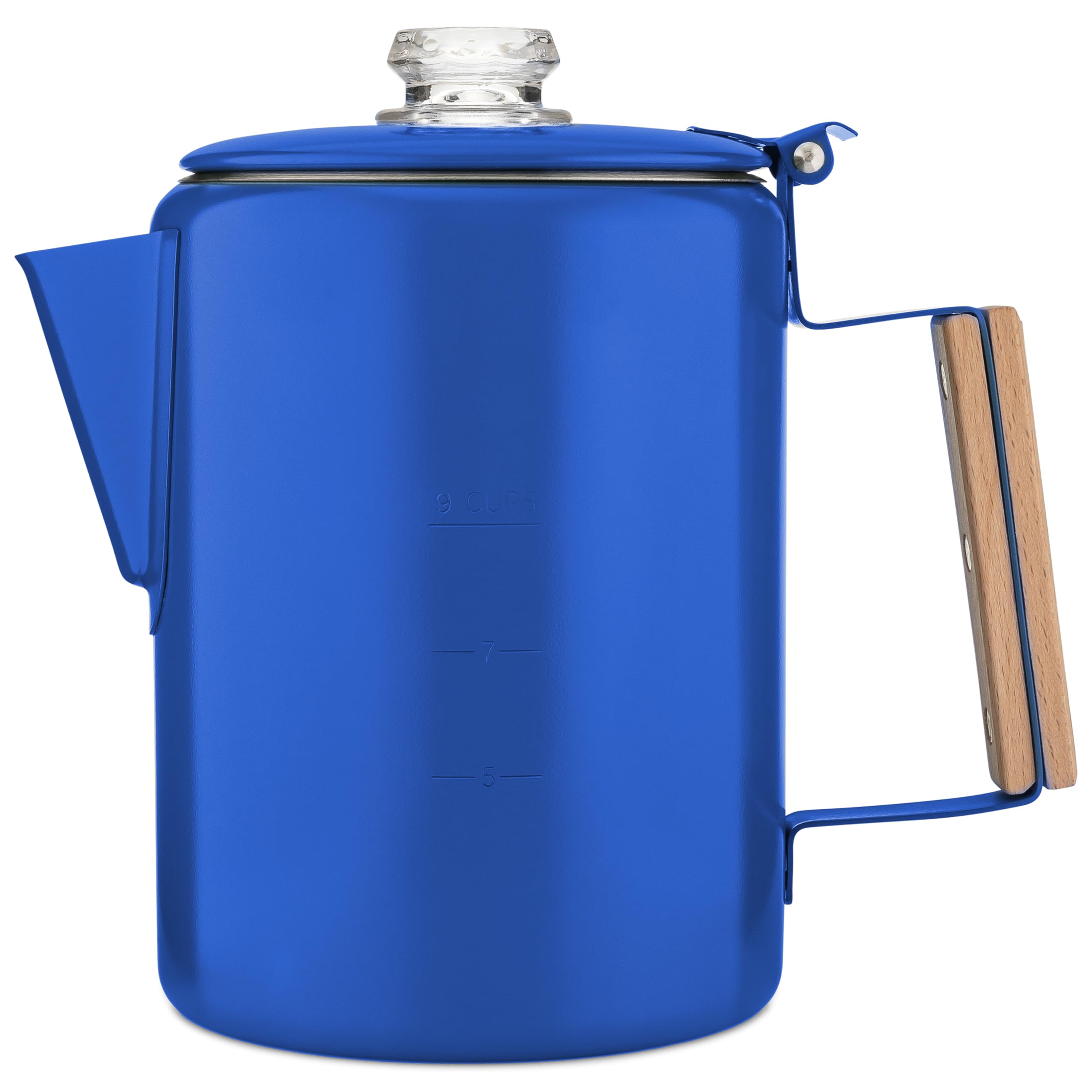 Front. Dapper Styles - Bozeman Camping Coffee Pot - Makers Percolator - America' Sleekest No Aluminum Or Plastic () - Blue.