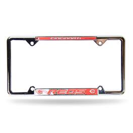Rico Industries - (see D SKU) Cincinnati Baseball Reds 4 Corner EZ View Chrome Metal License Plate Frame - Multi