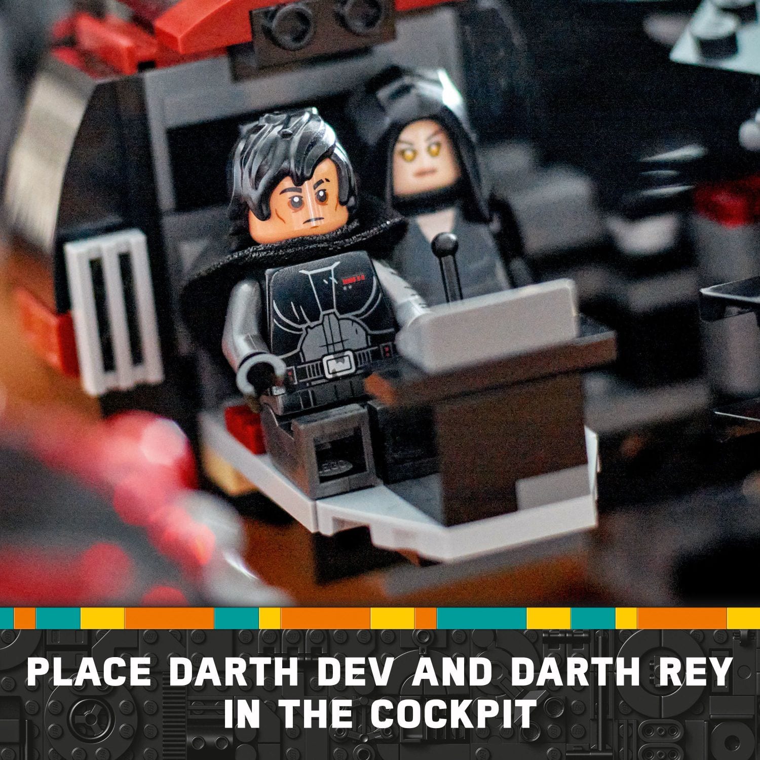 Place Darth Dev and Darth Rey in the cockpit.