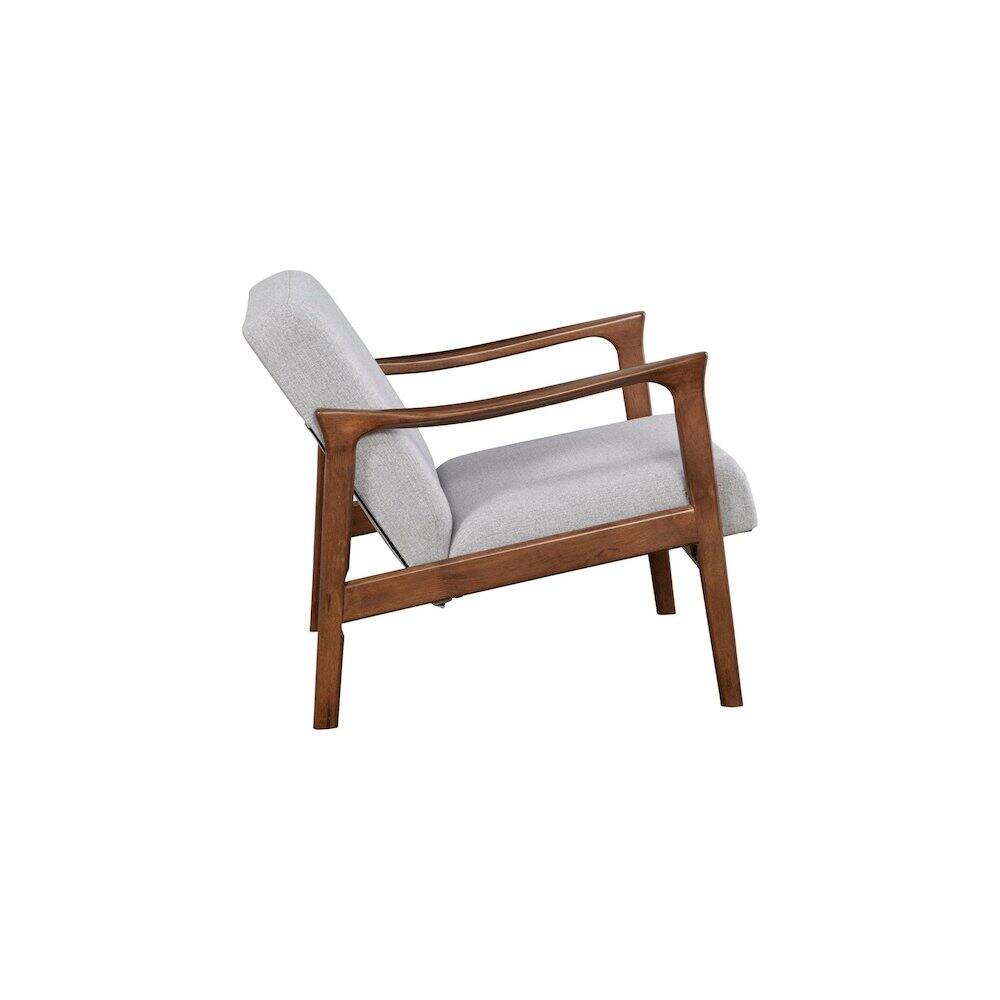Alt View 1. Alpine Furniture - Zephyr Lounge Chair - Medium Brown Frame, Light Grey Cushions.