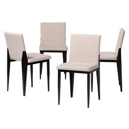 Baxton Studio - Bishop Industrial Fabric and Metal 4-Piece Dining Chair Set - Beige/Black