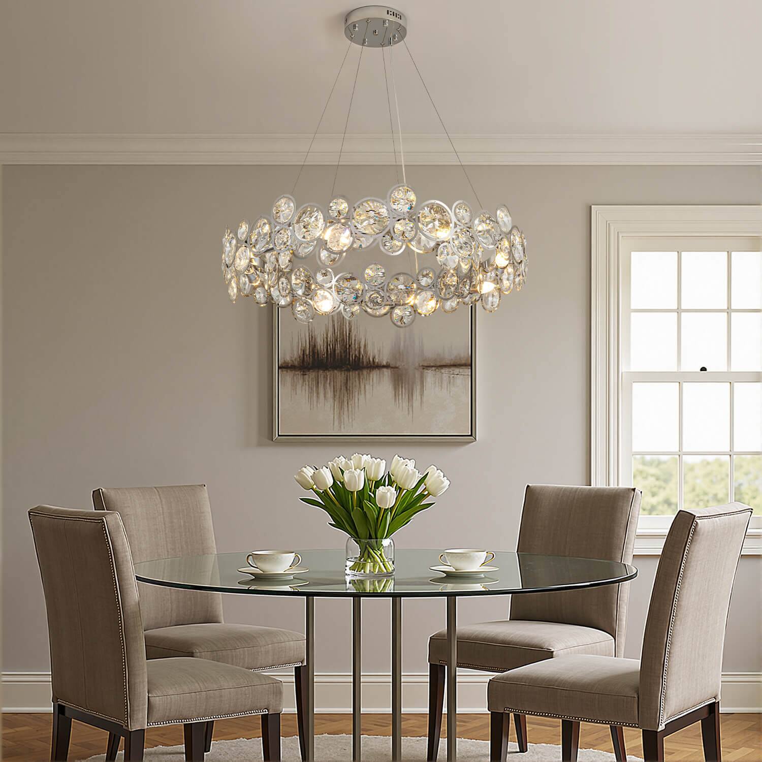 Left. Siljoy - Opal Unique Elegance Crystal Chandelier.