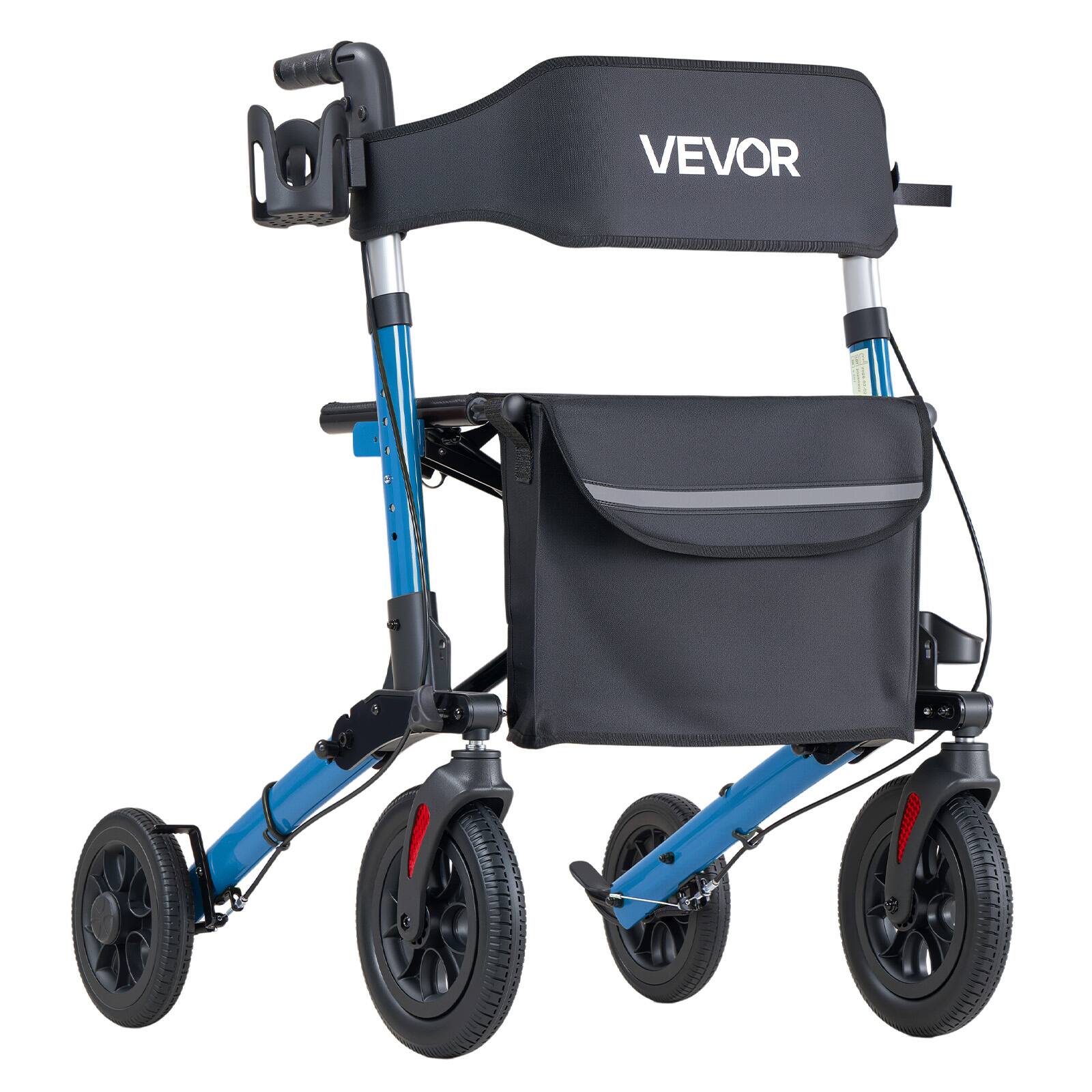 Alt View 5. VEVOR - Rollator Walker with Seat for Seniors, Ultra Compact 3-Fold Rolling Walker, Lightweight Aluminum Mobility Walking Aid - Black;Blue.