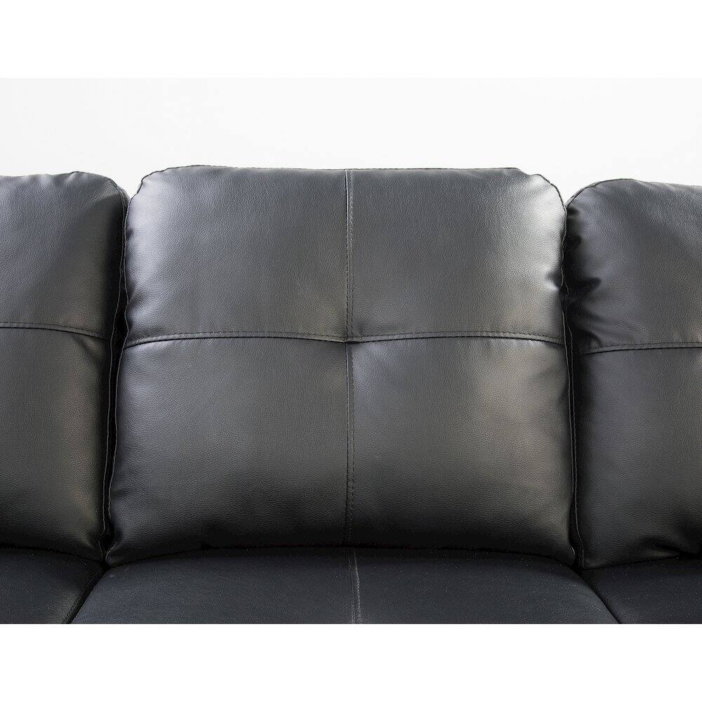 Left. Devion Furniture - Devion Furniture Faux Leather Sectional Sofa with Ottoman-Black - Black.