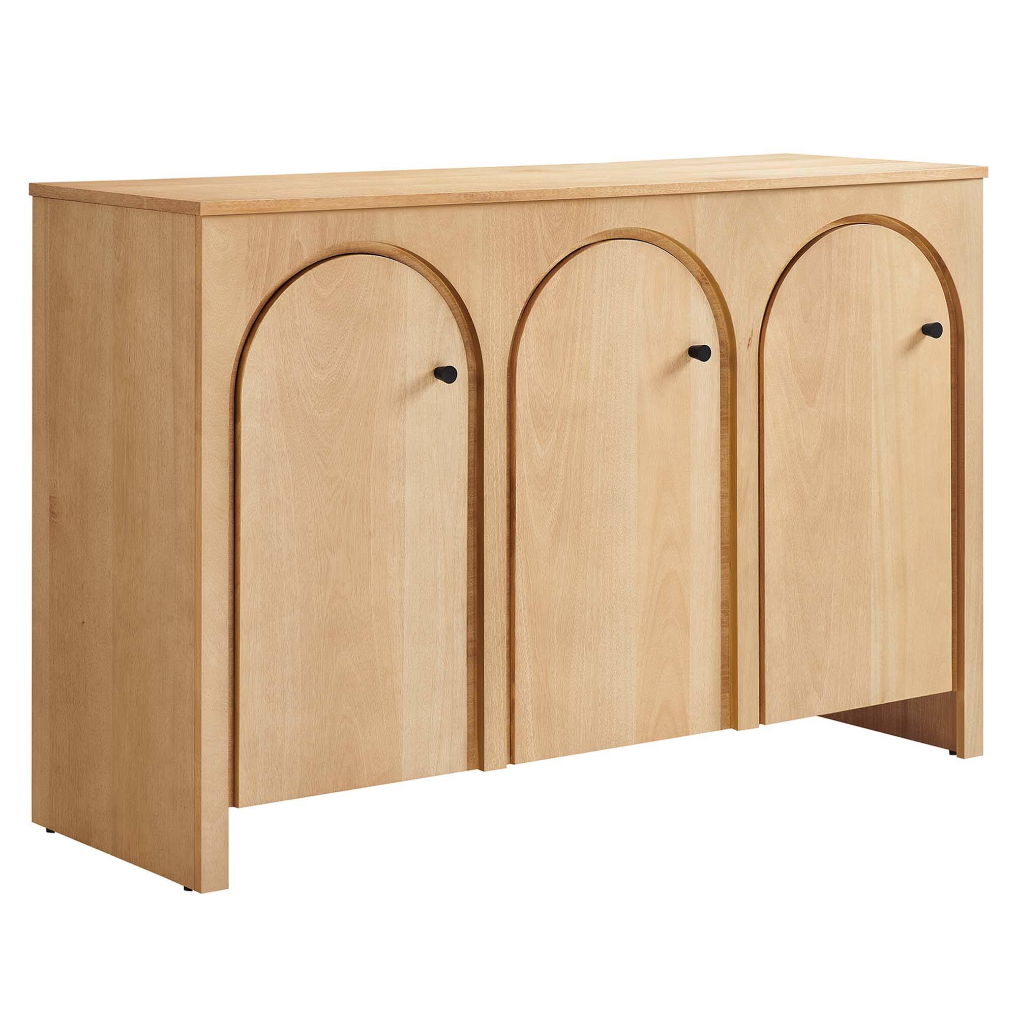 Angle. Modway - Appia 3-Door Arched Door Sideboard Storage Cabinet by Modway - Oak.