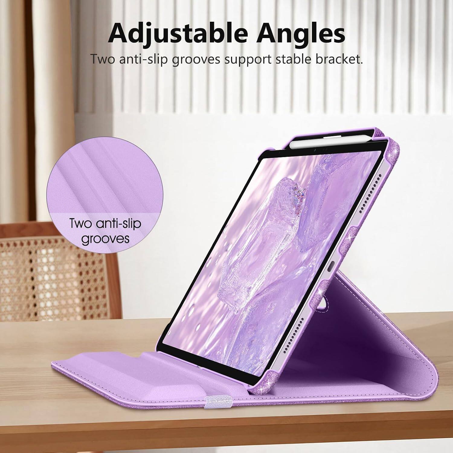 Adjustable Angles  
Two anti-slip grooves support stable bracket.  
Two anti-slip grooves