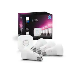 Philips - Hue 75W A19 Starter Kit - White and Color Ambiance
