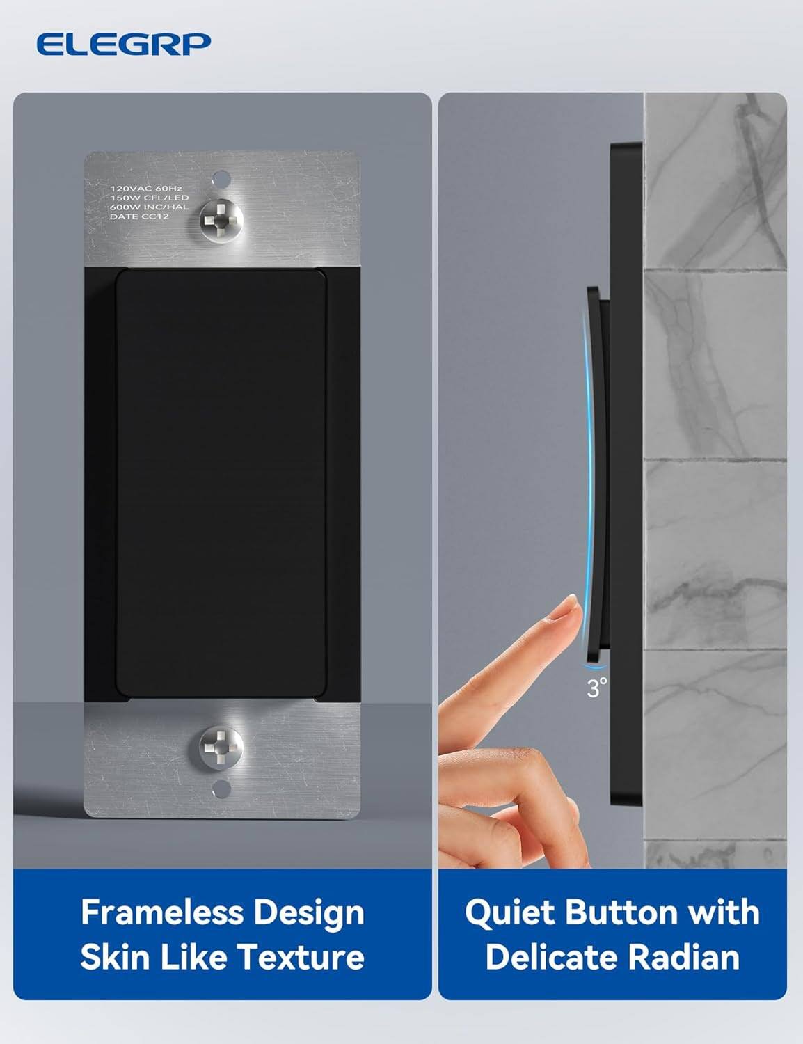 ELEGRP 12OVAC 60P 1 5OW CEU/LED 600W INC/HAL DATE CC12 3 Frameless Design Skin Like Texture Quiet Button with Delicate Radian

- Frameless Design
- Skin Like Texture
- Quiet Button with Delicate Radian