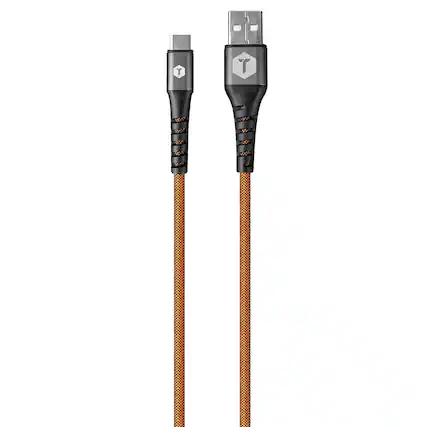 Front. ToughTested - USB-C to USB-A Cable, 8 Feet - Black.