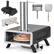 Front. Costway - Outdoor Pizza Oven Wood Pellet Pizza Stove with 12" Round Rotatable Pizza Stone - Black + Silver.