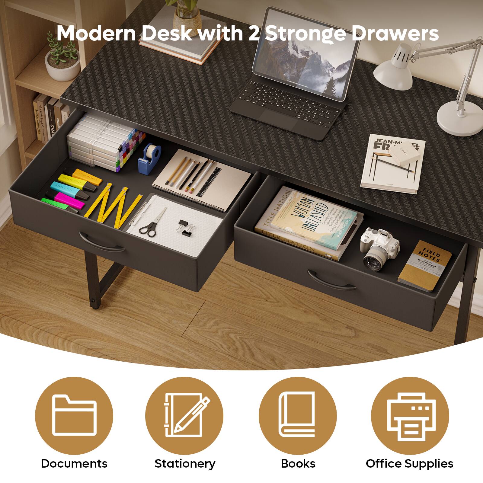 Modern Desk with 2 Stronge Drawers

Documents Stationery Books Office Supplies