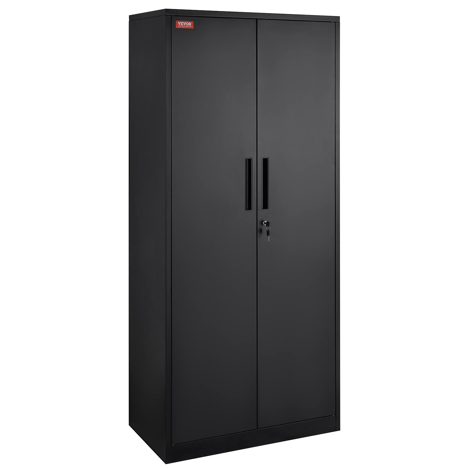 Alt View 5. VEVOR - Metal Storage Cabinet, Steel Locking Storage Cabinet with 2 Magnetic Doors and 4 Adjustable Shelves, 200 lbs per Shelf - Black.