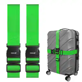 Fosmon - 2 Pack Luggage Straps for Suitcases, Luggage Straps TSA Approved with Buckle Adjustable Travel Luggage Belt - Green