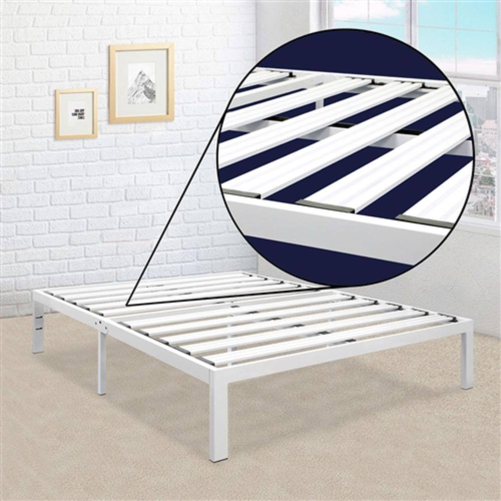 Left. Hivvago - Hivvago King Size Heavy Duty Metal Platform Bed Frame - White.