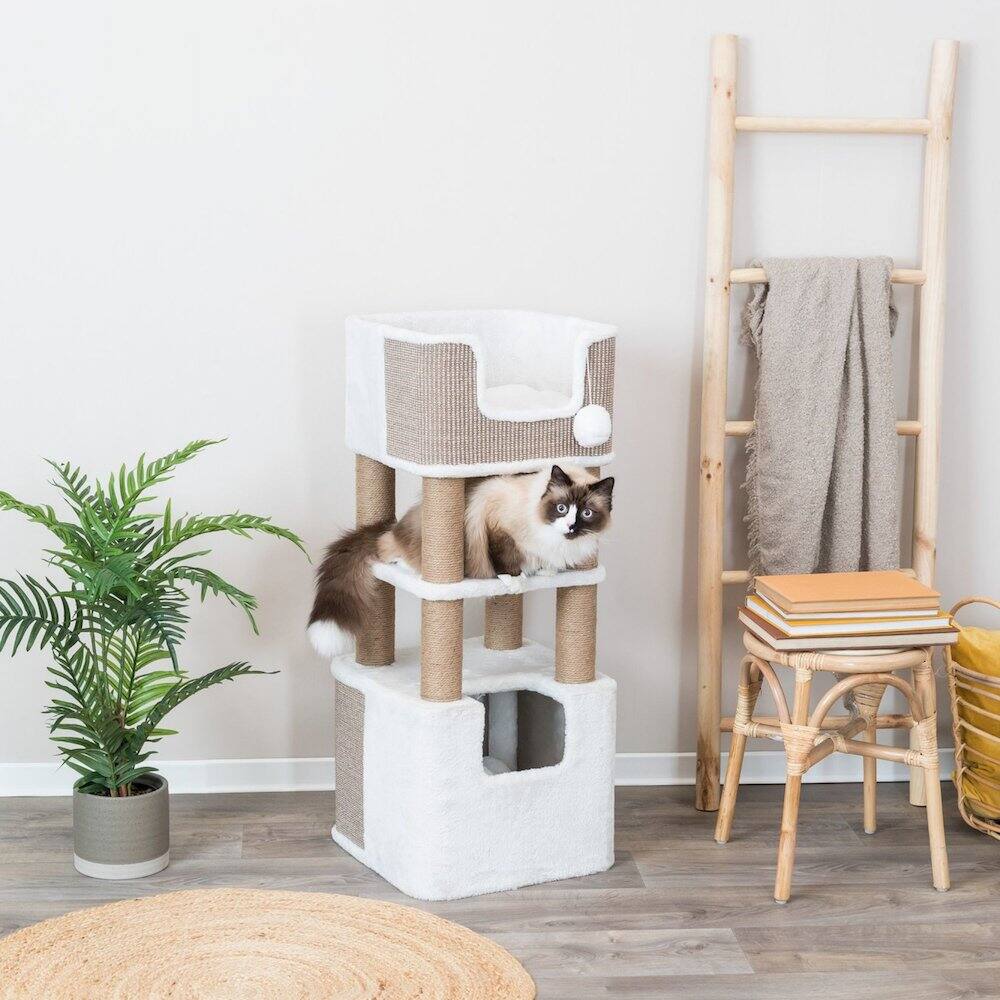 Left. TRIXIE - Lucano 39.8" Multi-Level Cat Tree with Sisal Scratching Posts - Taupe.