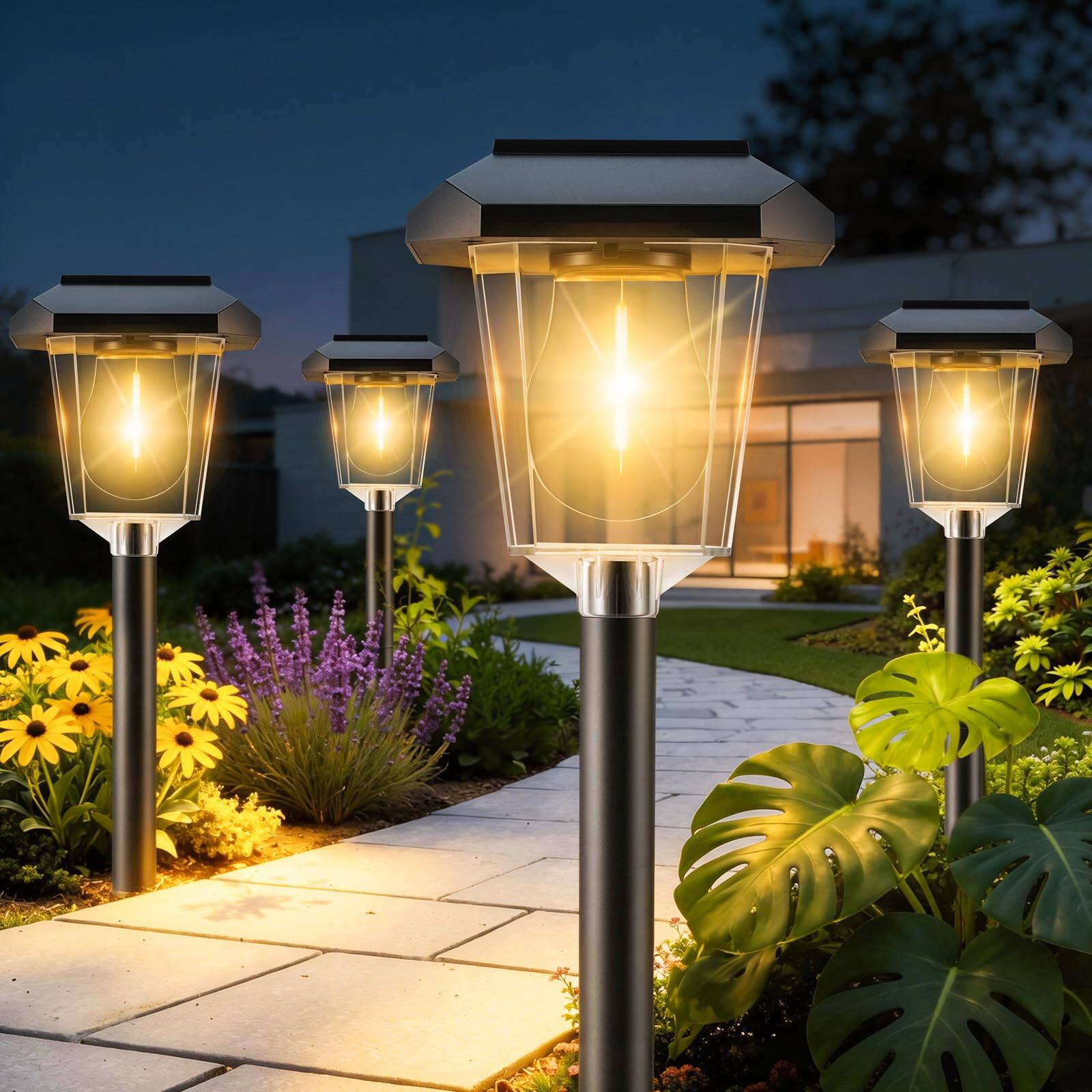 Alt View 1. Dazzed Corner - 16-Pack Waterproof LED Solar Pathway Lights for Yard, Walkway & Garden - Black.