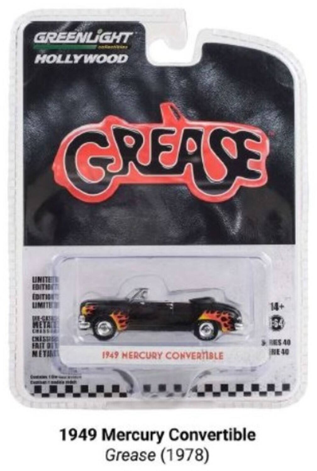 GREENLIGHT HOLLYWOOD GREASE UNITET EDITION LIMITED WECET METAL CHESS CHISHIEG FAIT ME METANET 1949 HERCURY CONVERTIBLE 14+ 64 3 REES 40 NE 40 1949 Mercury Convertible Grease (1978)
