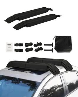 VEVOR - Soft Roof Rack Pads, 31.5" Universal Car Roof Rack Pad, 176LBS Load Capacity Luggage Kayak Carrier - Black