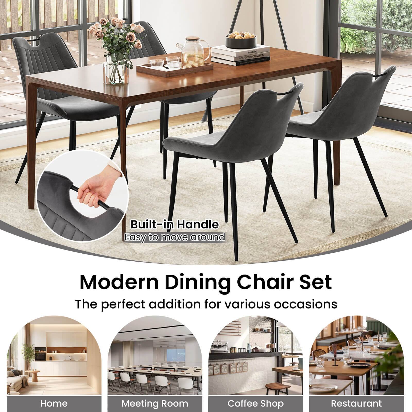 Built-in Handle  
Easy to move around  

Modern Dining Chair Set  
The perfect addition for various occasions  

Home  
Meeting Room  
Coffee Shop  
Restaurant