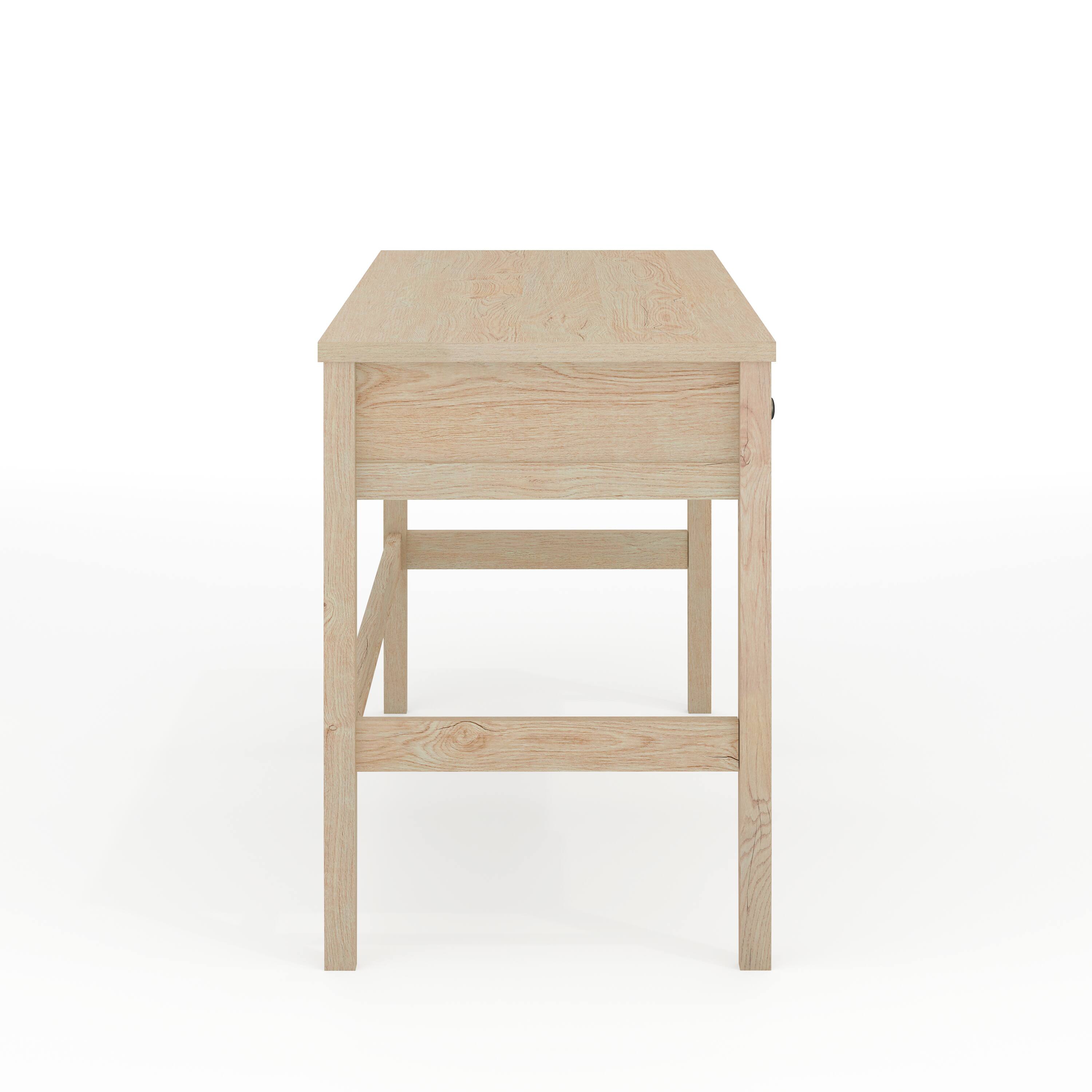 Alt View 9. Martha Stewart - Rhett Writing Desk with 3 Drawers and Tapered Legs - Light Natural Frame/Antique Bronze Hardware.